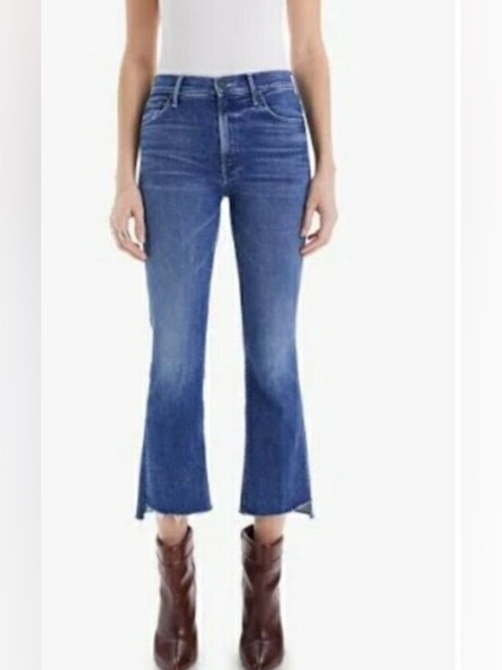 MOTHER The Insider Crop Step Fray Women’s Size 26 Wish Upon A Star Blue Jeans